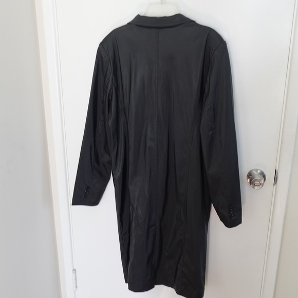 A. Byer Long Trench Coat Button Down Black Size L 90s Y2K Minimalist Streetwear - Picture 10 of 10